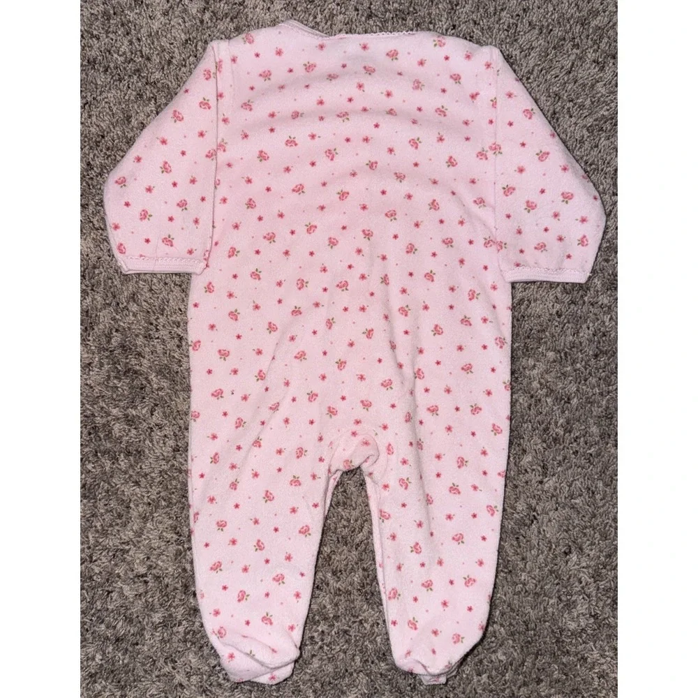 Carter's Baby Girls Pink Rosebuds Terry Sleeper Footed Buttons Flowers‎ 6 Month